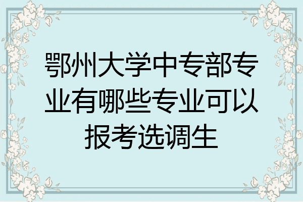 鄂州大学中专部专业有哪些专业可以报考选调生