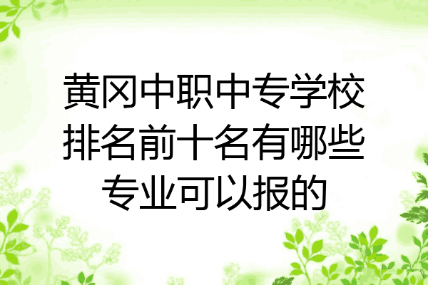 黄冈中职中专学校排名前十名有哪些专业可以报的