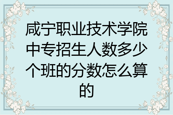 咸宁职业技术学院中专招生人数多少个班的分数怎么算的