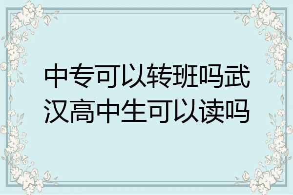 中专可以转班吗武汉高中生可以读吗