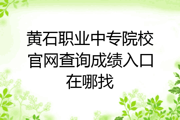 黄石职业中专院校官网查询成绩入口在哪找