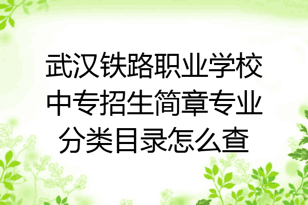 武汉铁路职业学校中专招生简章专业分类目录怎么查