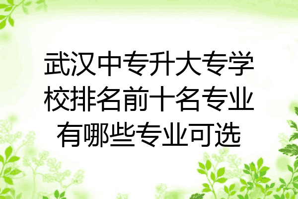 武汉中专升大专学校排名前十名专业有哪些专业可选