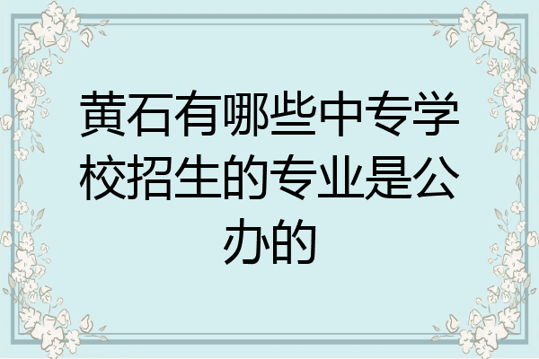 黄石有哪些中专学校招生的专业是公办的