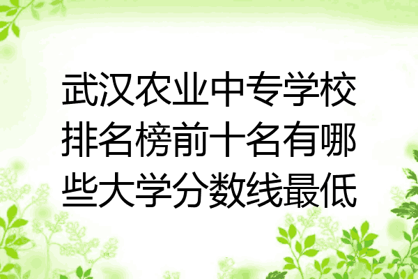 武汉农业中专学校排名榜前十名有哪些大学分数线最低