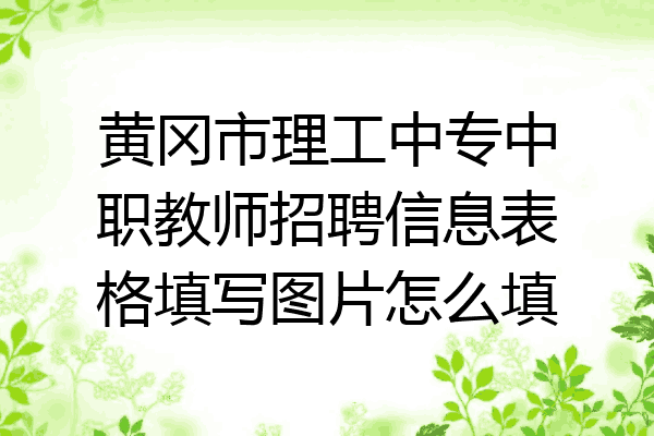 黄冈市理工中专中职教师招聘信息表格填写图片怎么填