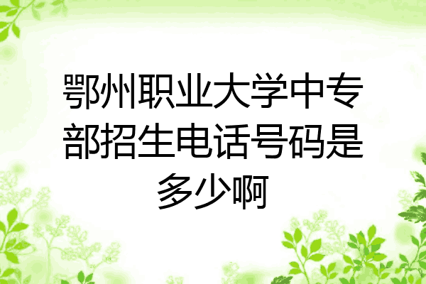 鄂州职业大学中专部招生电话号码是多少啊