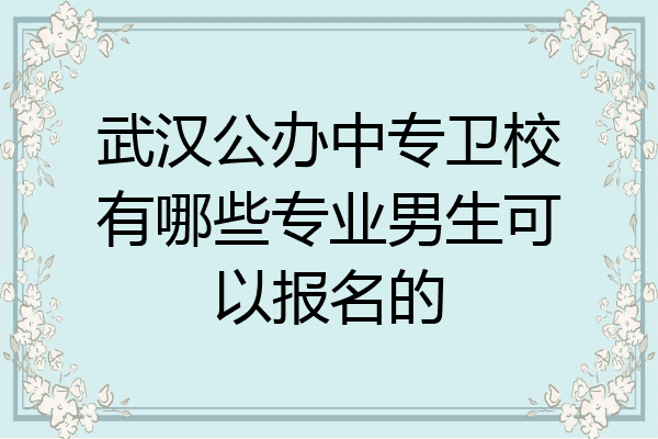 武汉公办中专卫校有哪些专业男生可以报名的