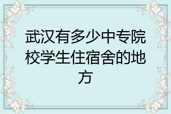武汉有多少中专院校学生住宿舍的地方