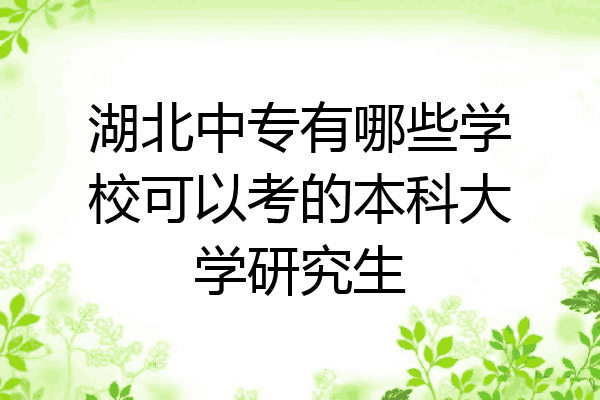 湖北中专有哪些学校可以考的本科大学研究生