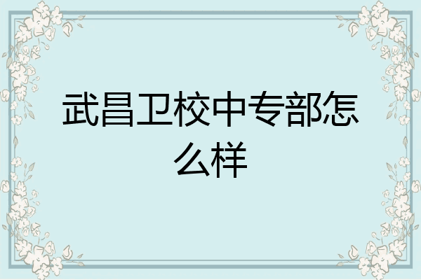 武昌卫校中专部怎么样