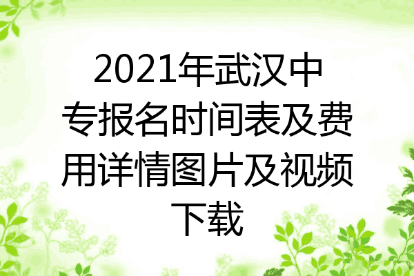 2021年武汉中专报名时间表及费用详情图片及视频下载