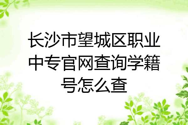 长沙市望城区职业中专官网查询学籍号怎么查