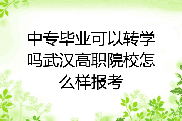 中专毕业可以转学吗武汉高职院校怎么样报考