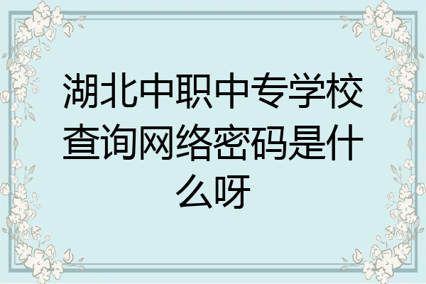 湖北中职中专学校查询网络密码是什么呀