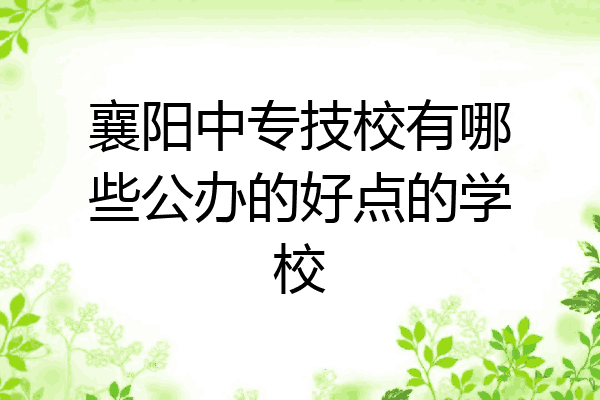 襄阳中专技校有哪些公办的好点的学校