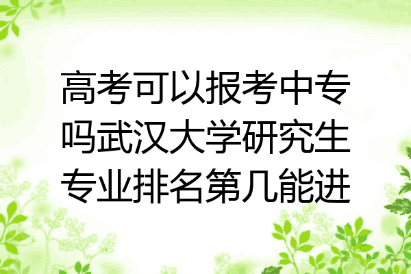 高考可以报考中专吗武汉大学研究生专业排名第几能进