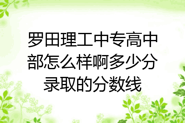 罗田理工中专高中部怎么样啊多少分录取的分数线