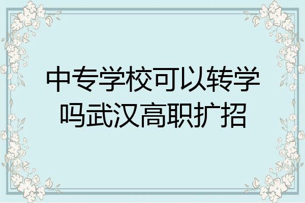 中专学校可以转学吗武汉高职扩招