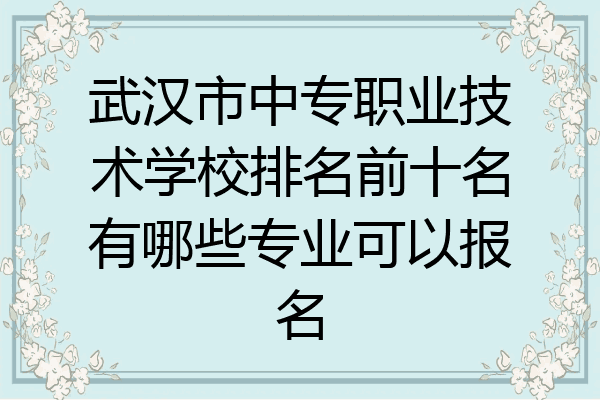 武汉市中专职业技术学校排名前十名有哪些专业可以报名