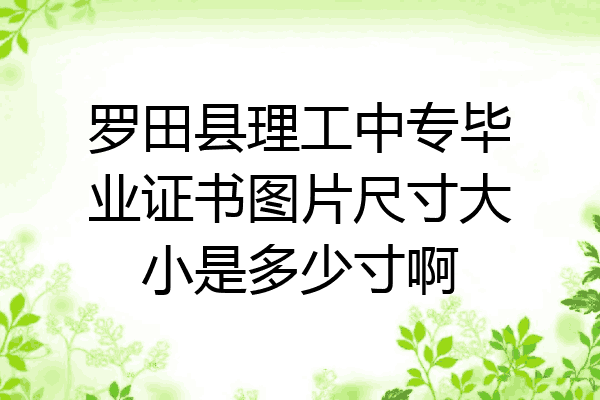 罗田县理工中专毕业证书图片尺寸大小是多少寸啊