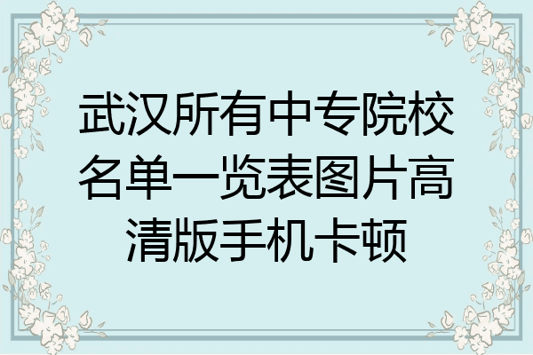 武汉所有中专院校名单一览表图片高清版手机卡顿