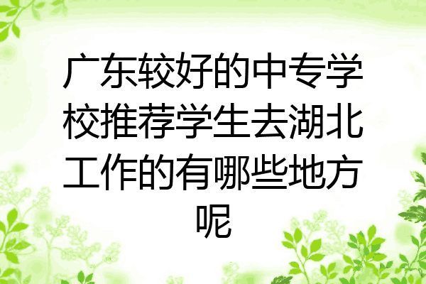 广东较好的中专学校推荐学生去湖北工作的有哪些地方呢