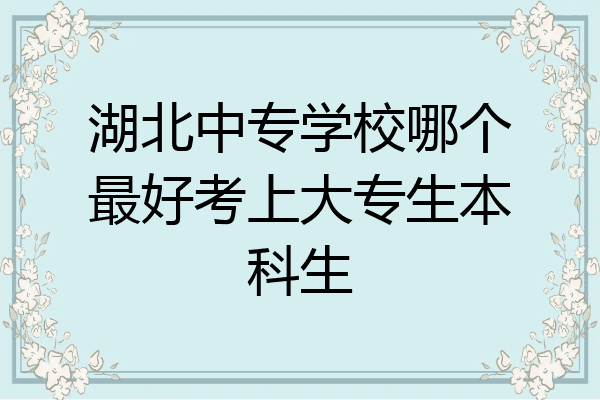 湖北中专学校哪个最好考上大专生本科生