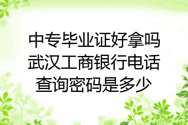 中专毕业证好拿吗武汉工商银行电话查询密码是多少