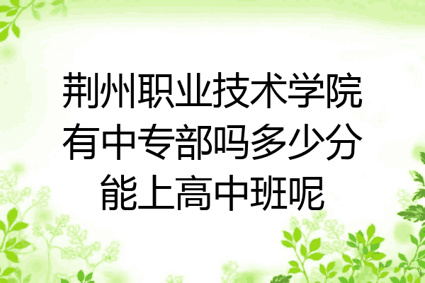 荆州职业技术学院有中专部吗多少分能上高中班呢