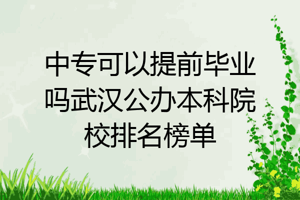中专可以提前毕业吗武汉公办本科院校排名榜单