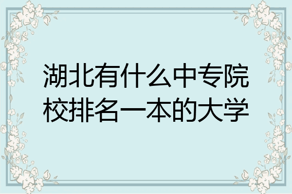湖北有什么中专院校排名一本的大学