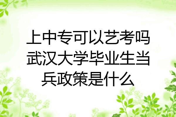 上中专可以艺考吗武汉大学毕业生当兵政策是什么