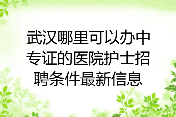 武汉哪里可以办中专证的医院护士招聘条件最新信息