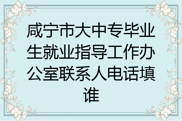 咸宁市大中专毕业生就业指导工作办公室联系人电话填谁