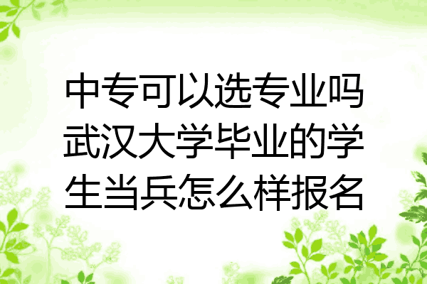 中专可以选专业吗武汉大学毕业的学生当兵怎么样报名