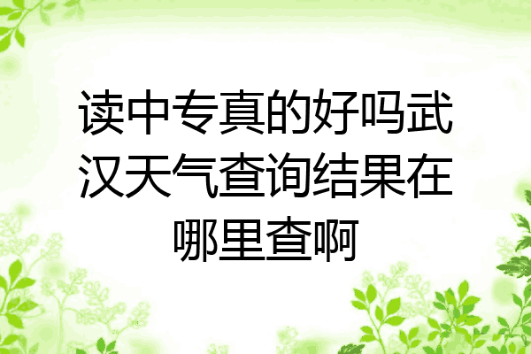 读中专真的好吗武汉天气查询结果在哪里查啊