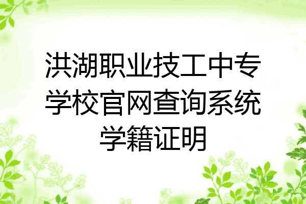 洪湖职业技工中专学校官网查询系统学籍证明