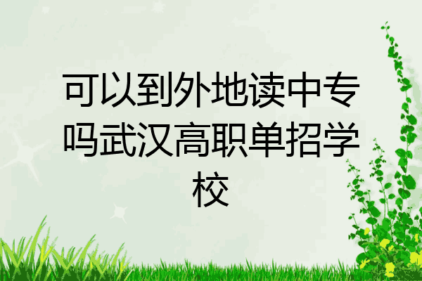 可以到外地读中专吗武汉高职单招学校