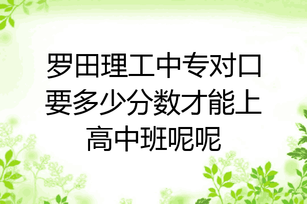 罗田理工中专对口要多少分数才能上高中班呢呢
