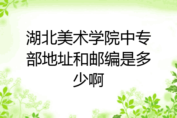 湖北美术学院中专部地址和邮编是多少啊