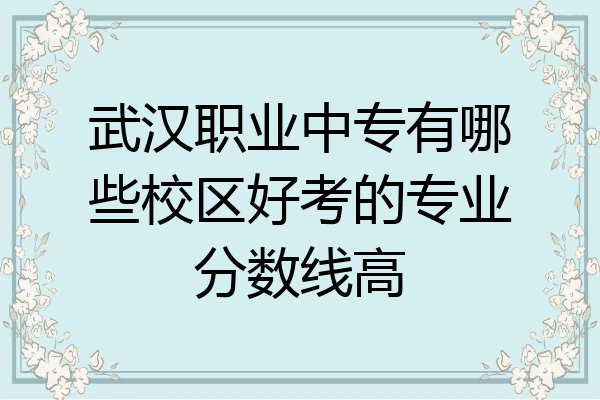 武汉职业中专有哪些校区好考的专业分数线高