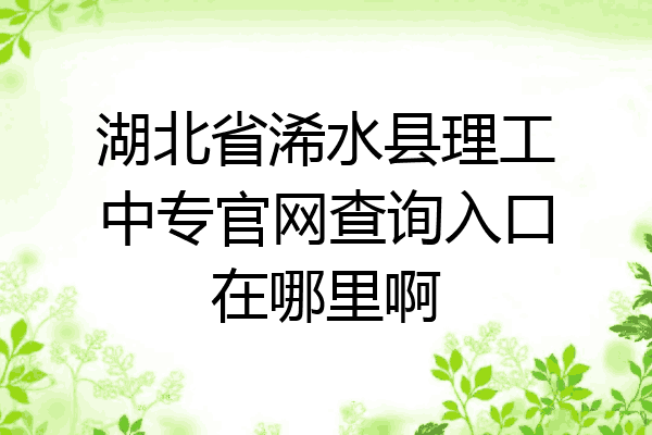 湖北省浠水县理工中专官网查询入口在哪里啊