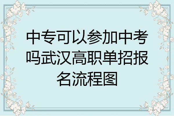 中专可以参加中考吗武汉高职单招报名流程图