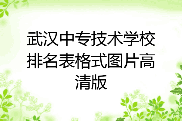 武汉中专技术学校排名表格式图片高清版