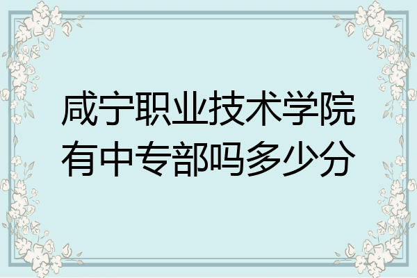 咸宁职业技术学院有中专部吗多少分