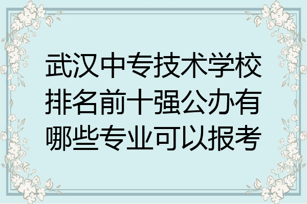 武汉中专技术学校排名前十强公办有哪些专业可以报考