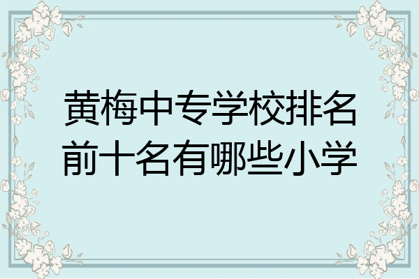 黄梅中专学校排名前十名有哪些小学
