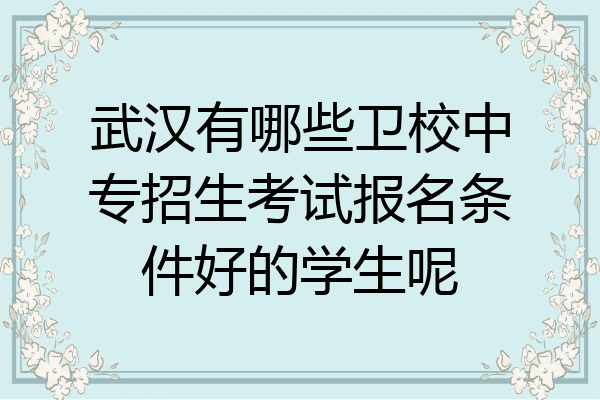 武汉有哪些卫校中专招生考试报名条件好的学生呢