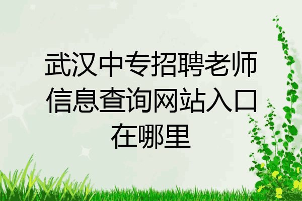 武汉中专招聘老师信息查询网站入口在哪里